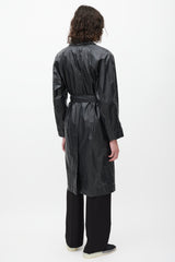 Lemaire Black Waxed Cotton Trench Coat