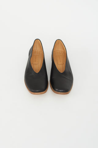 Lemaire Black Leather Slip On Flat