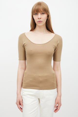 Lemaire Brown Cotton Second Skin T-Shirt