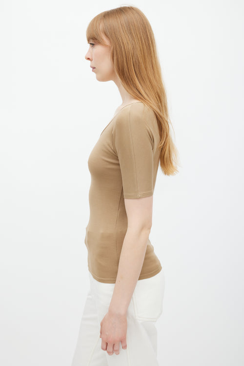 Lemaire Brown Cotton Second Skin T-Shirt