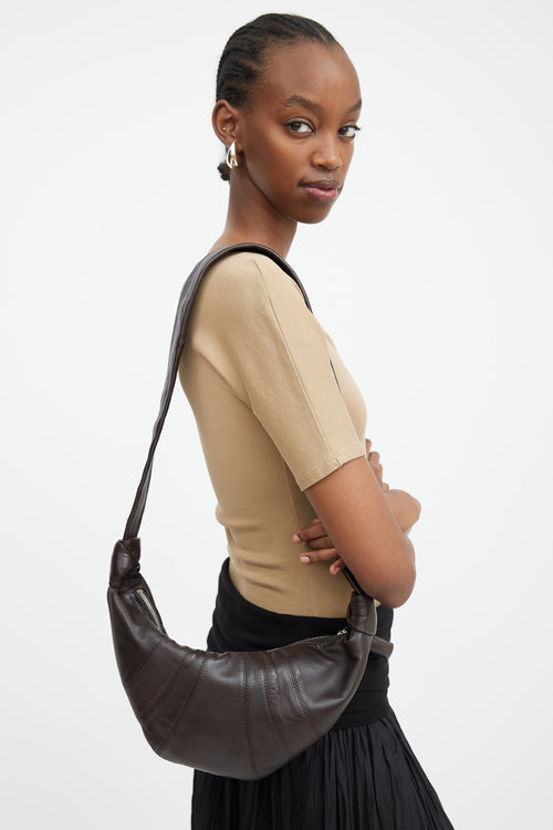 Lemaire Brown Leather Small Croissant Bag