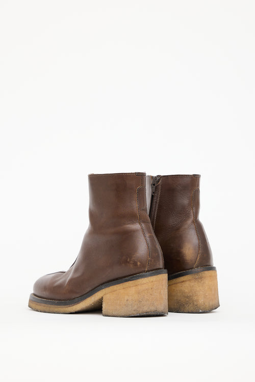 Lemaire Brown Leather Piped Boot