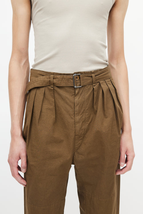 Lemaire Brown Pleated Belted Trouser