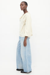 Lemaire Cream Satin Puffed Sleeve Top