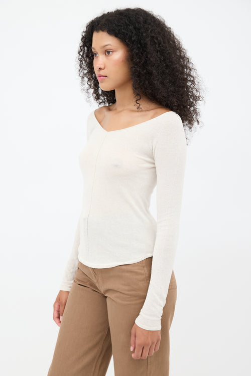 Lemaire Cream V-Neck Second Skin Top