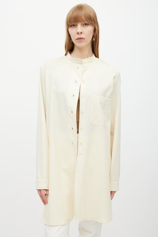 Lemaire Cream Wool One Pocket Shirt
