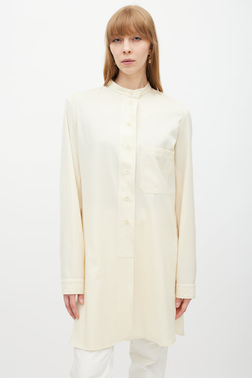 Lemaire Cream Wool One Pocket Shirt