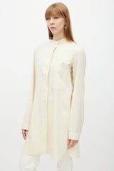 Lemaire Cream Wool One Pocket Shirt