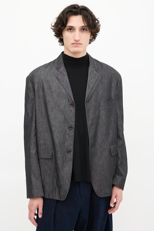 Lemaire Dark Grey Raw Denim Three Pocket Blazer