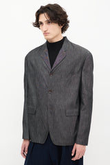 Lemaire Dark Grey Raw Denim Three Pocket Blazer