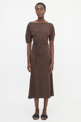 Lemaire Jersey Belted Off Shoulder Dress