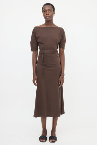 Lemaire Jersey Belted Off Shoulder Dress