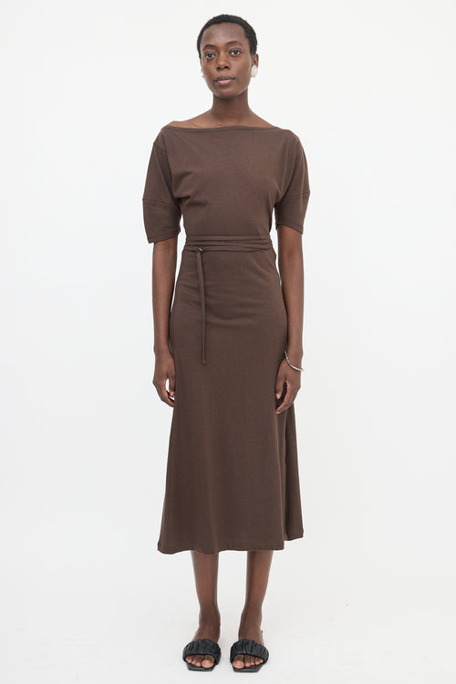 Lemaire Jersey Belted Off Shoulder Dress