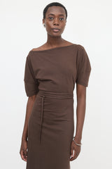 Lemaire Jersey Belted Off Shoulder Dress