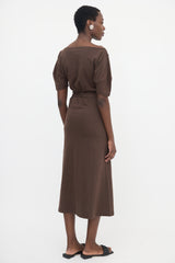 Lemaire Jersey Belted Off Shoulder Dress