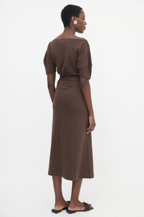 Lemaire Jersey Belted Off Shoulder Dress