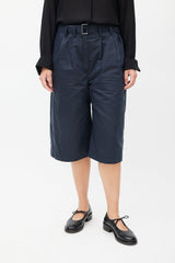 Lemaire Navy Belted Silk Short