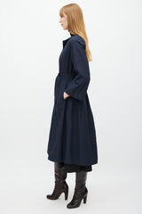Lemaire Navy Double Placket Belted Dress