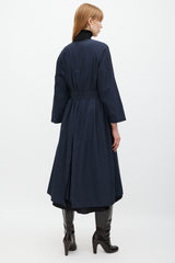 Lemaire Navy Double Placket Belted Dress