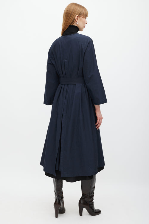 Lemaire Navy Double Placket Belted Dress