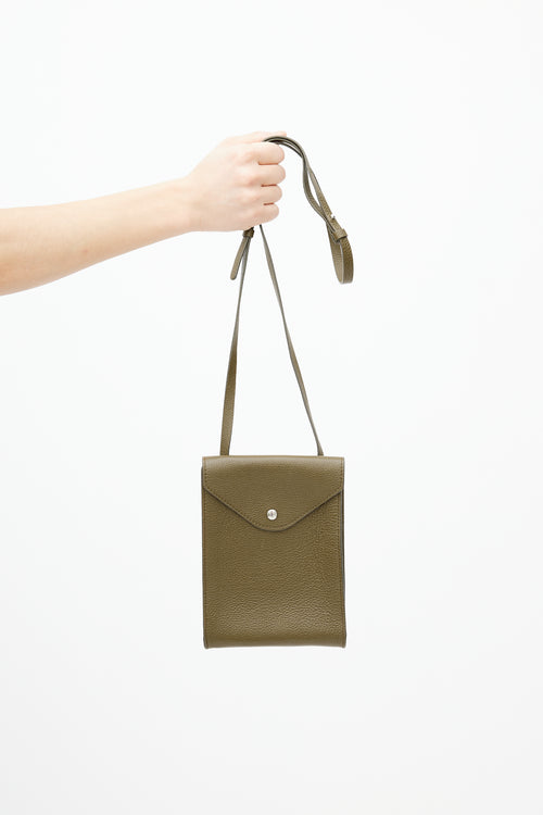 Lemaire Brown Enveloppe With Strap Leather Pouch