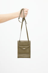 Lemaire Brown Enveloppe With Strap Leather Pouch