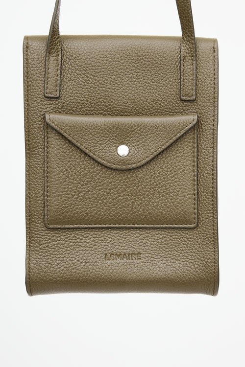 Lemaire Brown Enveloppe With Strap Leather Pouch