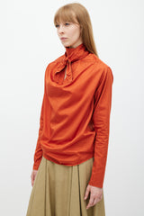 Lemaire Orange Cotton Tie Neck Top