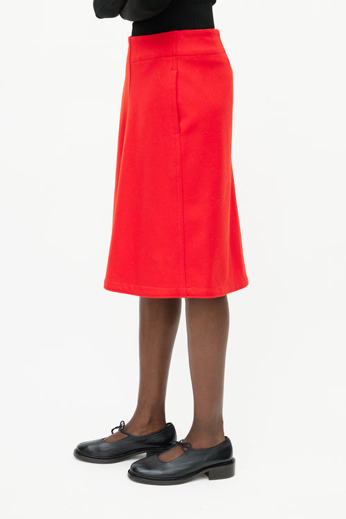 Lemaire Red Wool Skirt