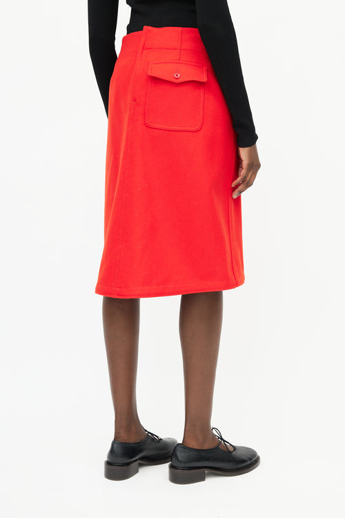 Lemaire Red Wool Skirt