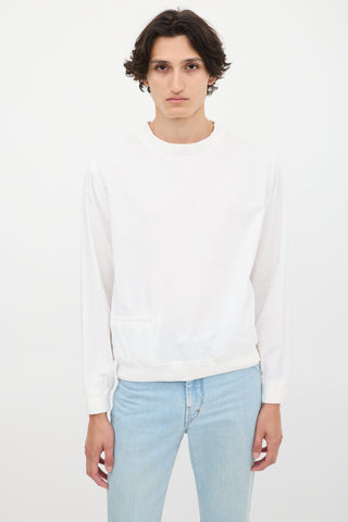 Lemaire White Cotton Zip Pocket Crewneck