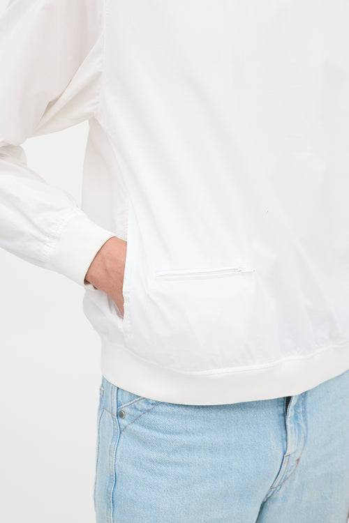 Lemaire White Cotton Zip Pocket Crewneck