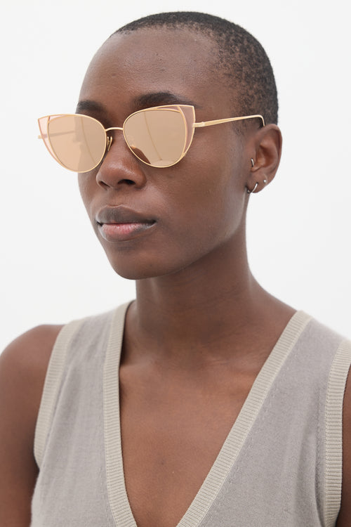 Linda Farrow Rose Gold Des Vouex Tapered Sunglasses