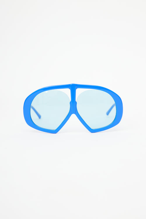 Linda Farrow x The Attico Blue Ibiza Aviator Sunglasses