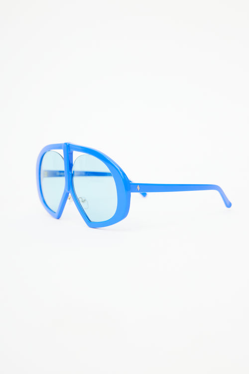 Linda Farrow x The Attico Blue Ibiza Aviator Sunglasses
