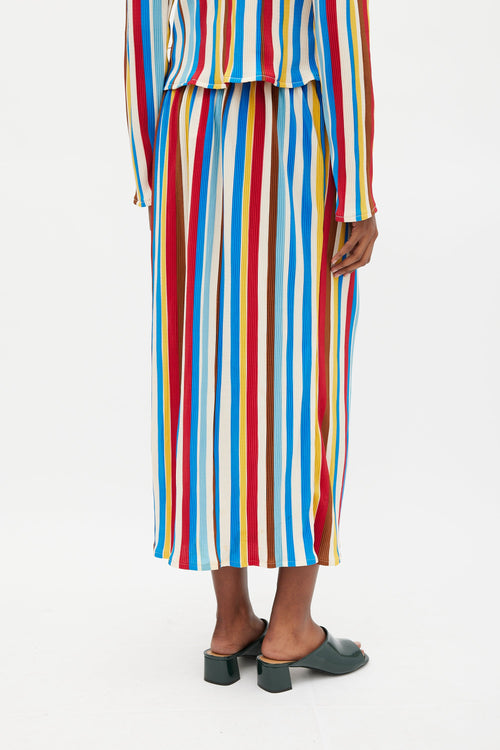 Local Woman Multicolour Stripe Pleated Co-Ord Set