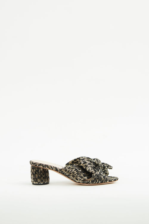 Loeffler Randal Black & Bronze Pleated Sandal