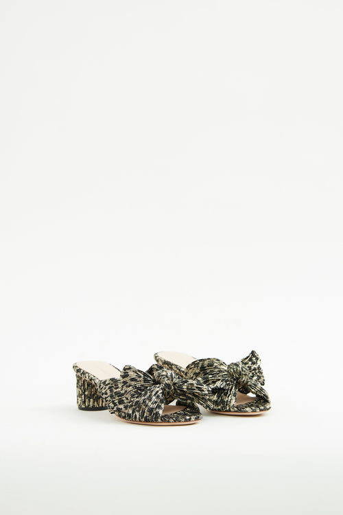 Loeffler Randal Black & Bronze Pleated Sandal