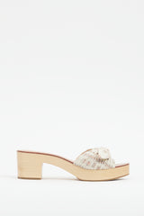 Loeffler Randall Beige Cotton & Wooden Mule