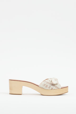 Loeffler Randall Beige Cotton & Wooden Mule
