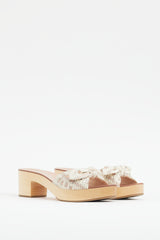 Loeffler Randall Beige Cotton & Wooden Mule