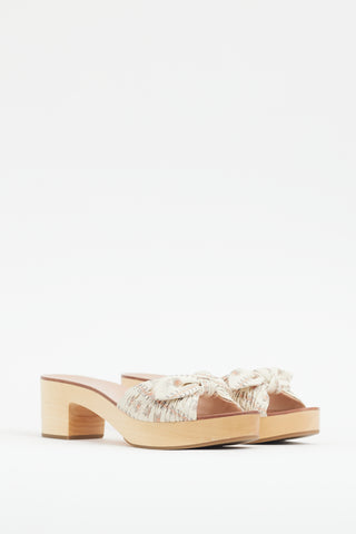 Loeffler Randall Beige Cotton & Wooden Mule