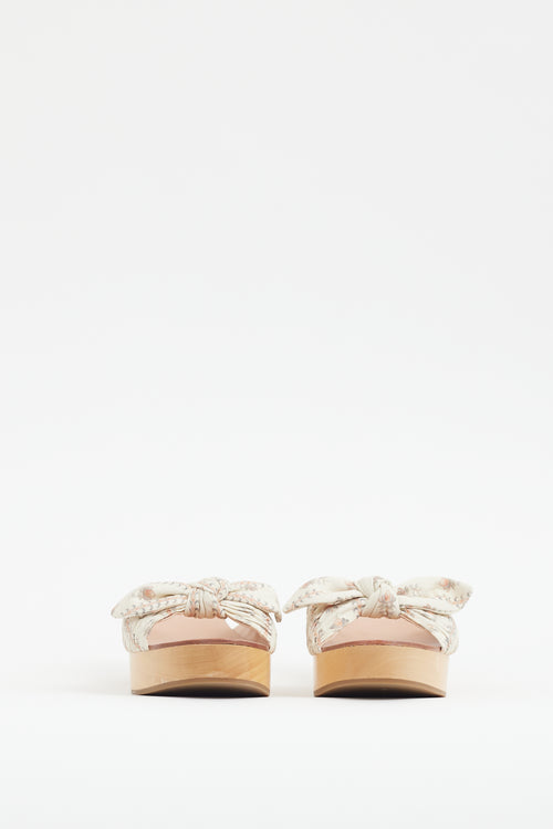 Loeffler Randall Beige Cotton & Wooden Mule