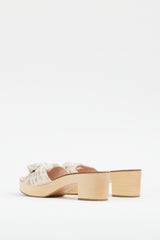 Loeffler Randall Beige Cotton & Wooden Mule