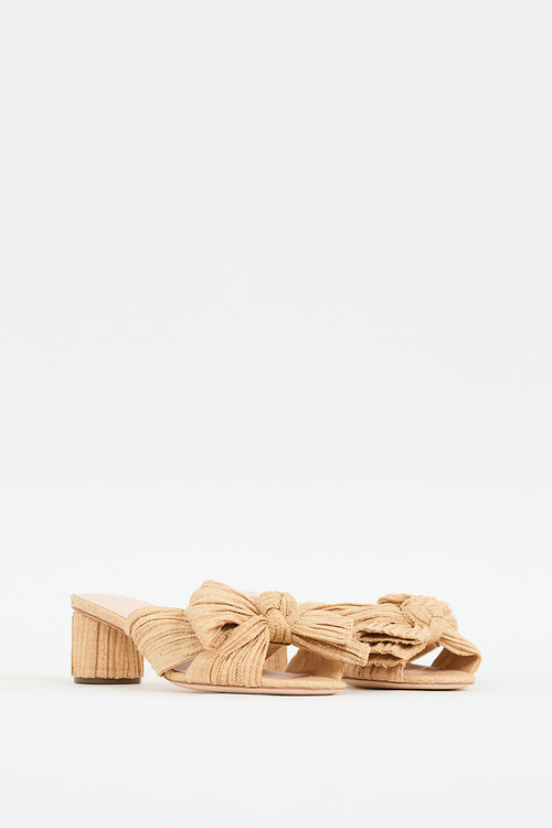 Loeffler Randall Beige Raffia Emilia Bow Mule