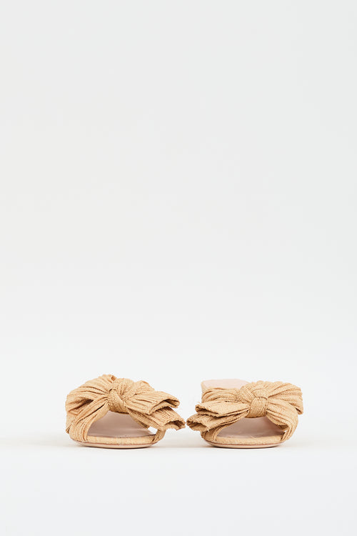 Loeffler Randall Beige Raffia Emilia Bow Mule