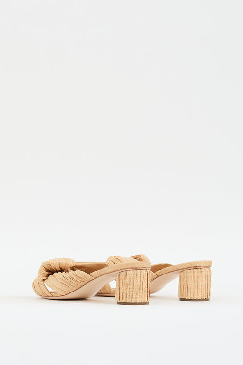 Loeffler Randall Beige Raffia Emilia Bow Mule