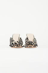 Loeffler Randall Black & Beige Striped Knot Mule