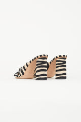 Loeffler Randall Black & Beige Striped Knot Mule