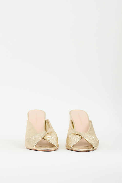 Loeffler Randall Gold Crinkled Leather Laurel Sandal